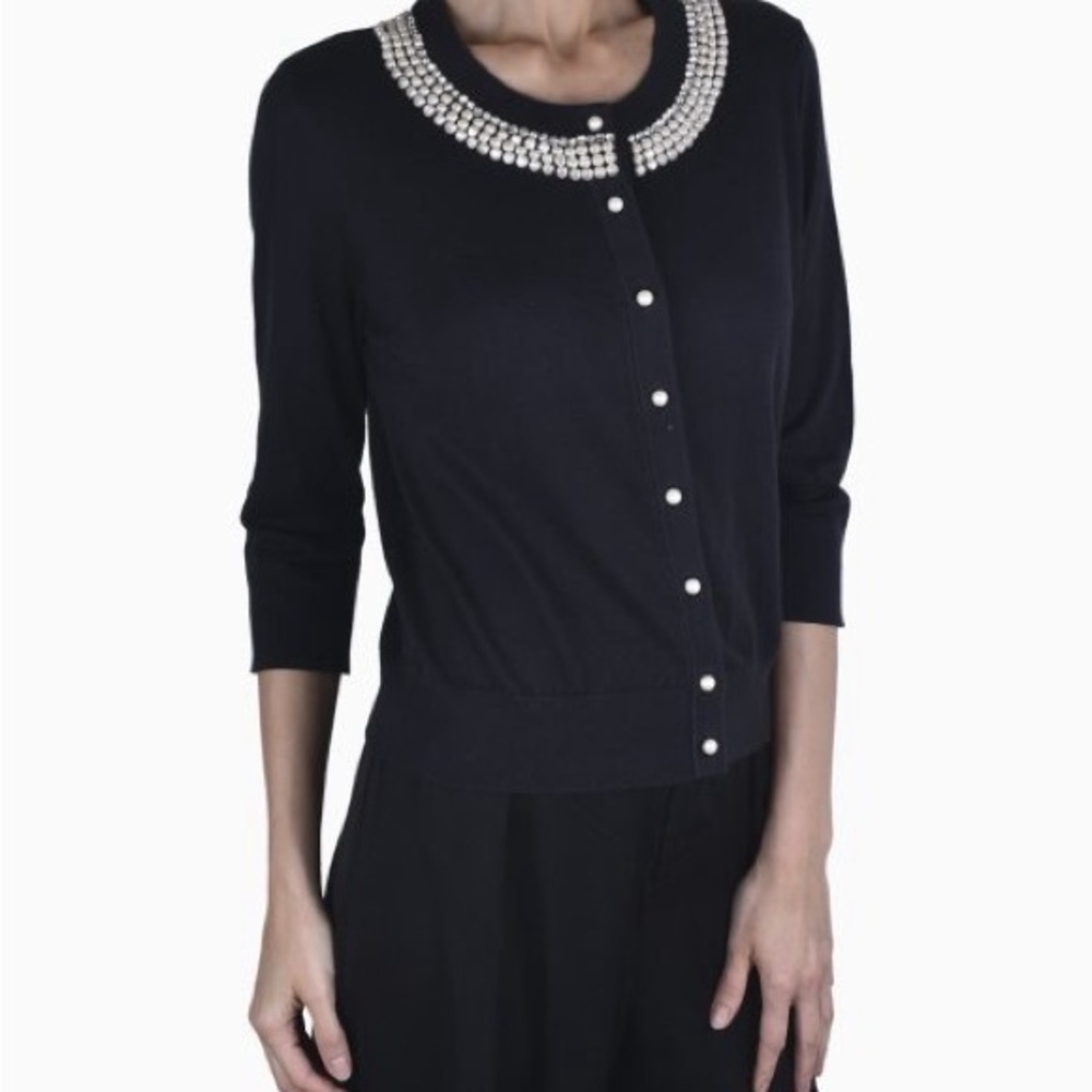 Kate Spade Black Cardigan with Pearl Accents